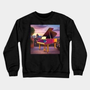 A Grand Piano In A Picturesque Scene in Florence Italy At Dusk Crewneck Sweatshirt